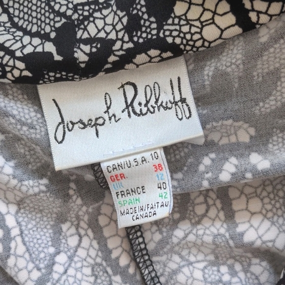 JOSEPH RIBKOFF | Vintage Dress Sleeveless V-Neck, Black/White, Womens Size 10 - Picture 7 of 10